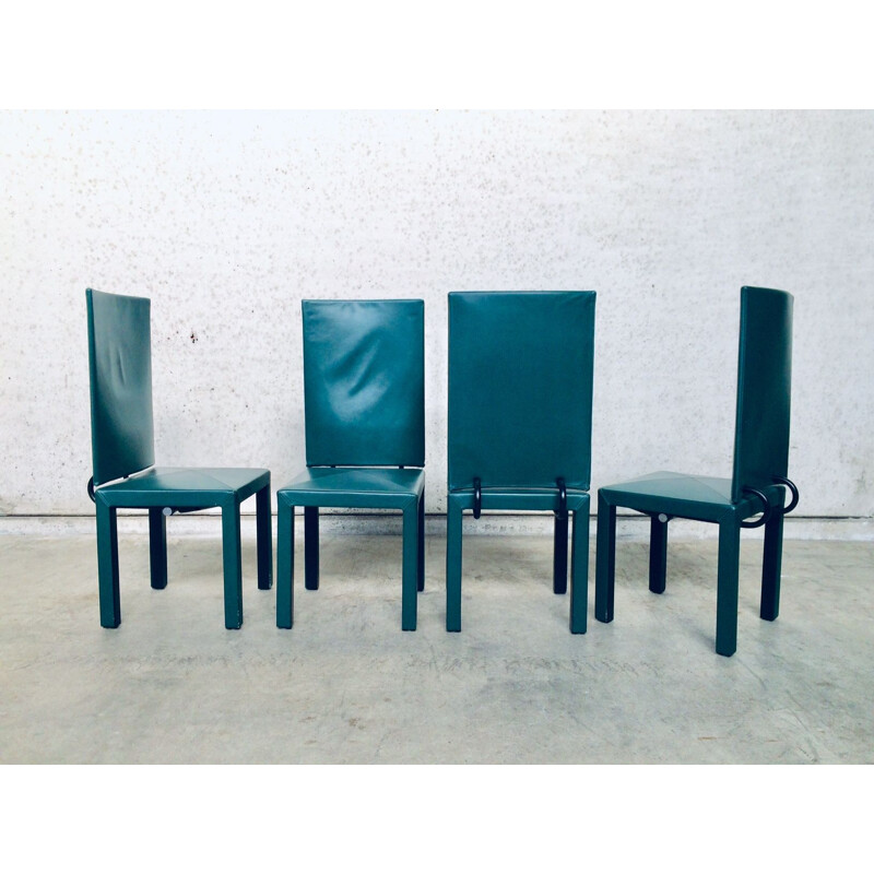 Set of 4 vintage high back chairs by Paolo Piva for B et B Italia Arcadia Arcara, Italy 1980