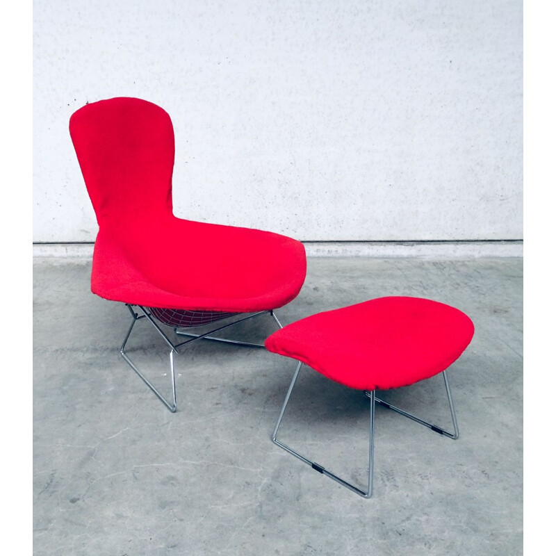 Cadeira Vintage lounge e otomano por Harry Bertoia para Knoll, 1970