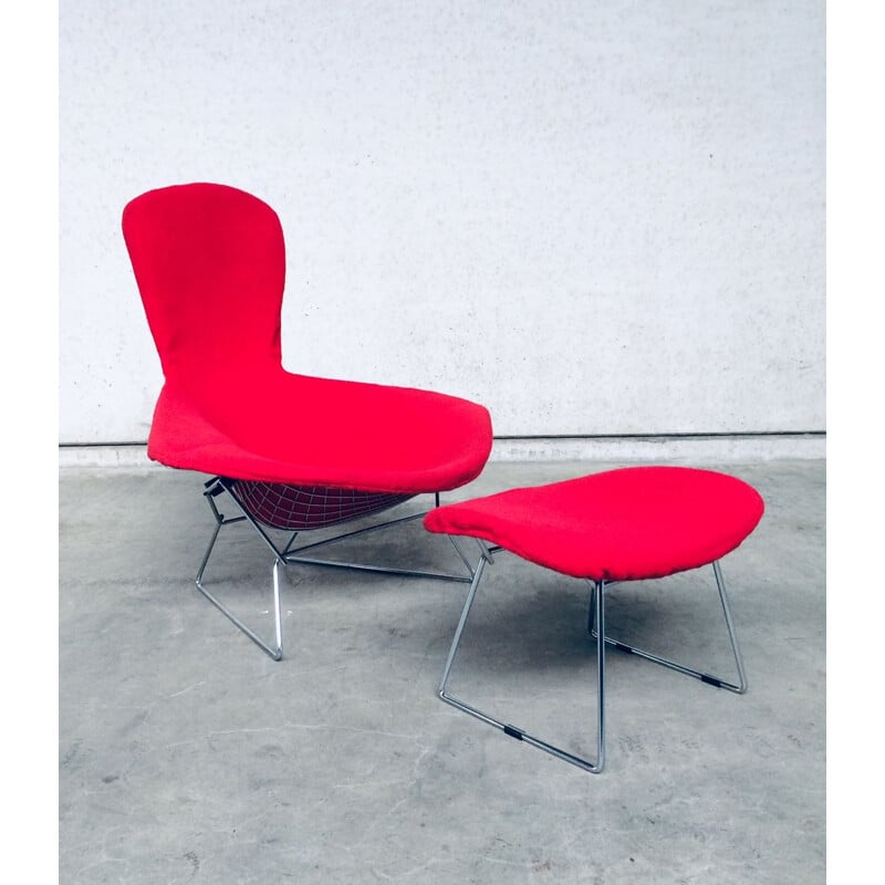 Mid century lounge chair & ottoman by Harry Bertoia for Knoll, 1970s