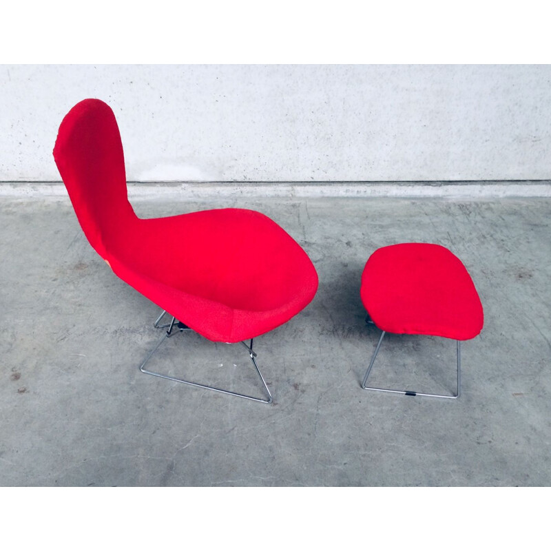 Vintage lounge stoel en voetenbank van Harry Bertoia voor Knoll, 1970