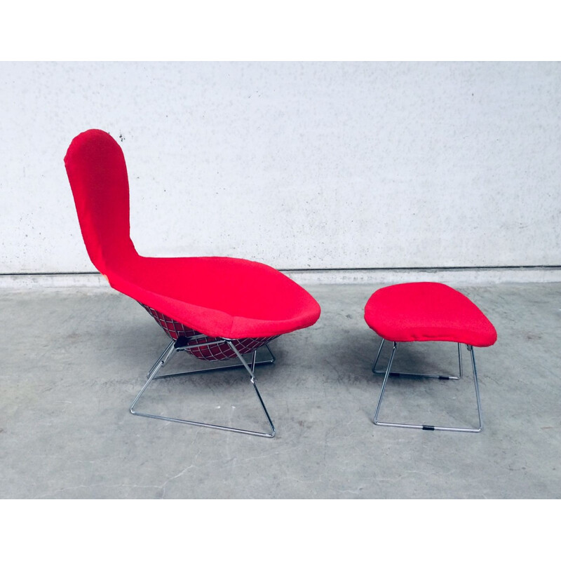 Mid century lounge chair & ottoman by Harry Bertoia for Knoll, 1970s