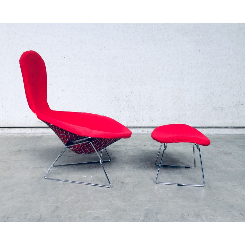 Poltrona e pouf vintage di Harry Bertoia per Knoll, 1970