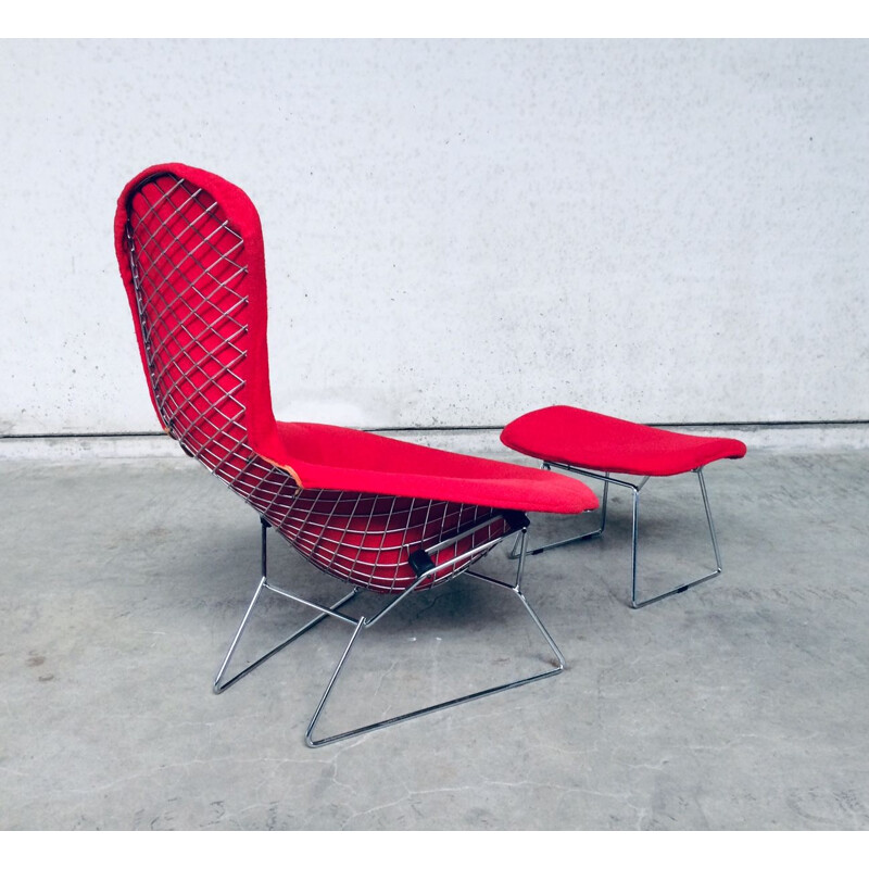 Vintage lounge stoel en voetenbank van Harry Bertoia voor Knoll, 1970