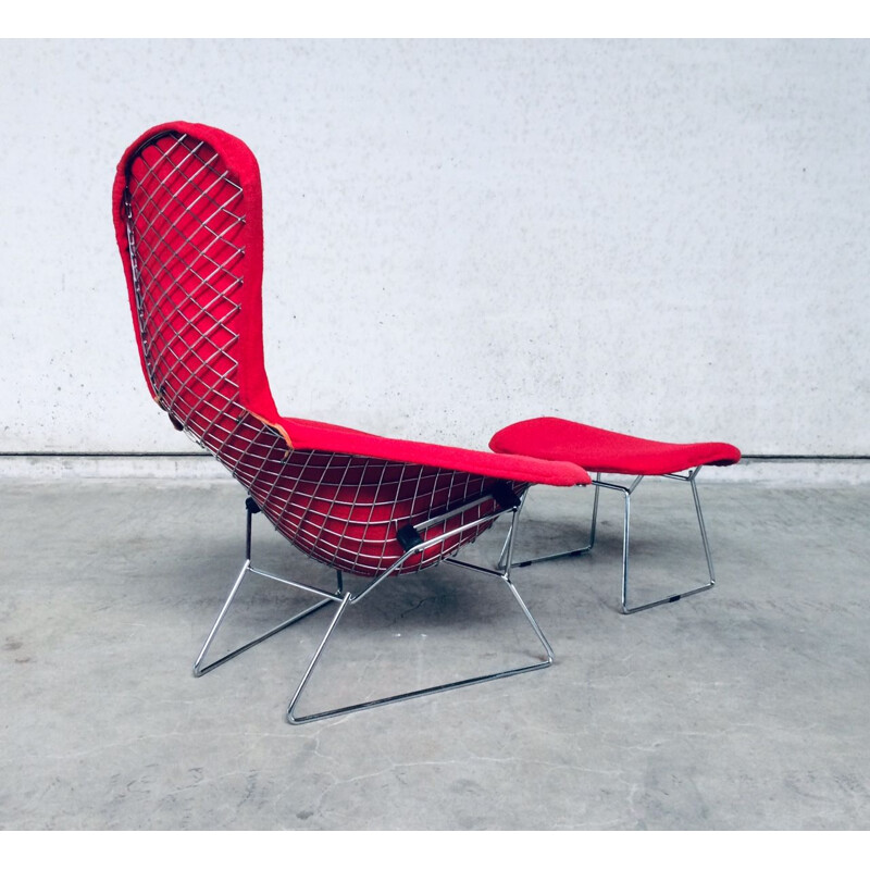 Vintage lounge stoel en voetenbank van Harry Bertoia voor Knoll, 1970