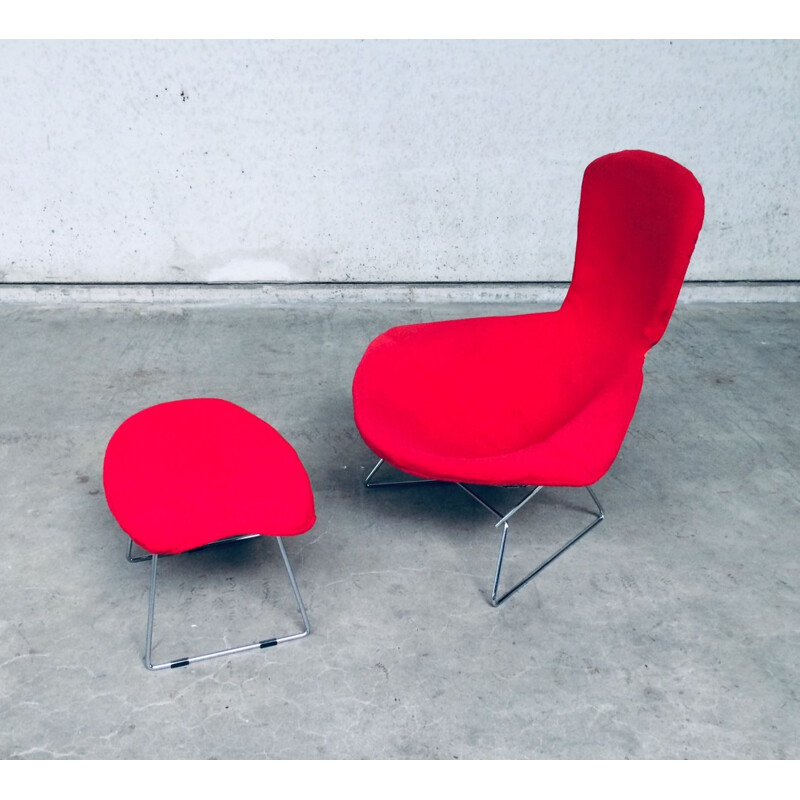 Vintage lounge stoel en voetenbank van Harry Bertoia voor Knoll, 1970