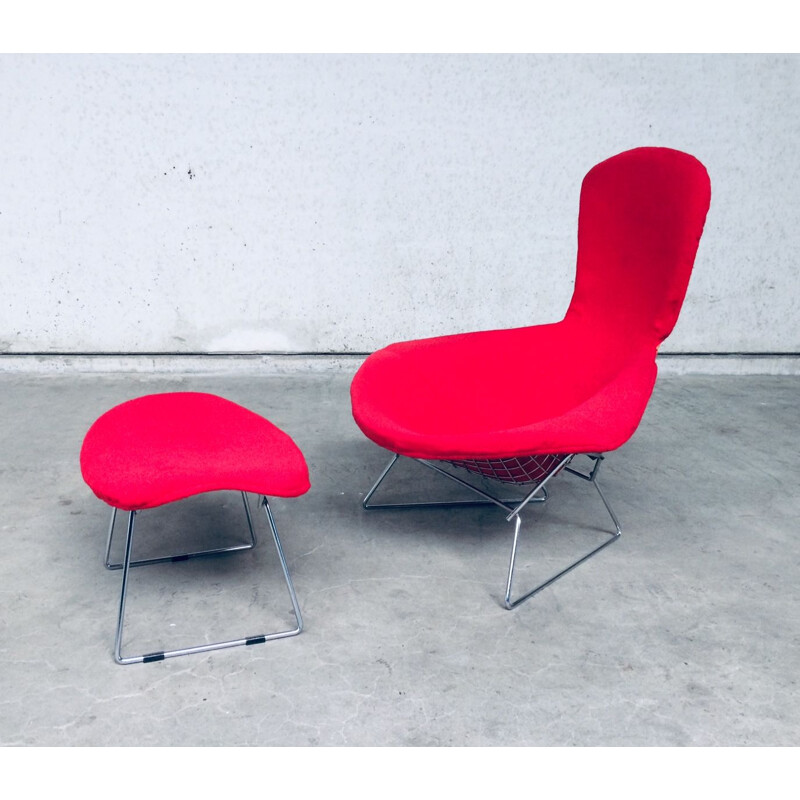 Mid century lounge chair & ottoman by Harry Bertoia for Knoll, 1970s