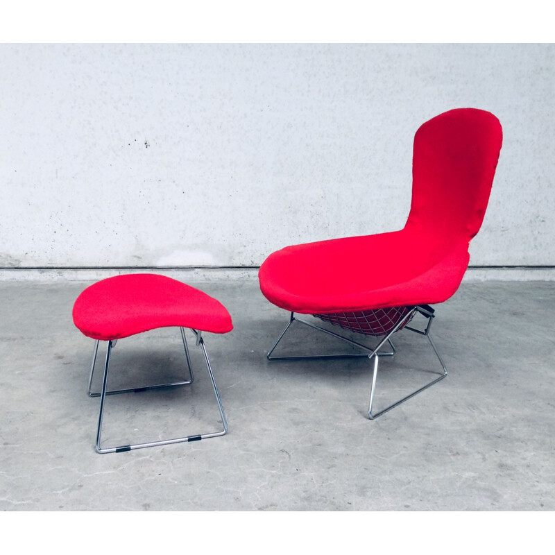 Mid century lounge chair & ottoman by Harry Bertoia for Knoll, 1970s