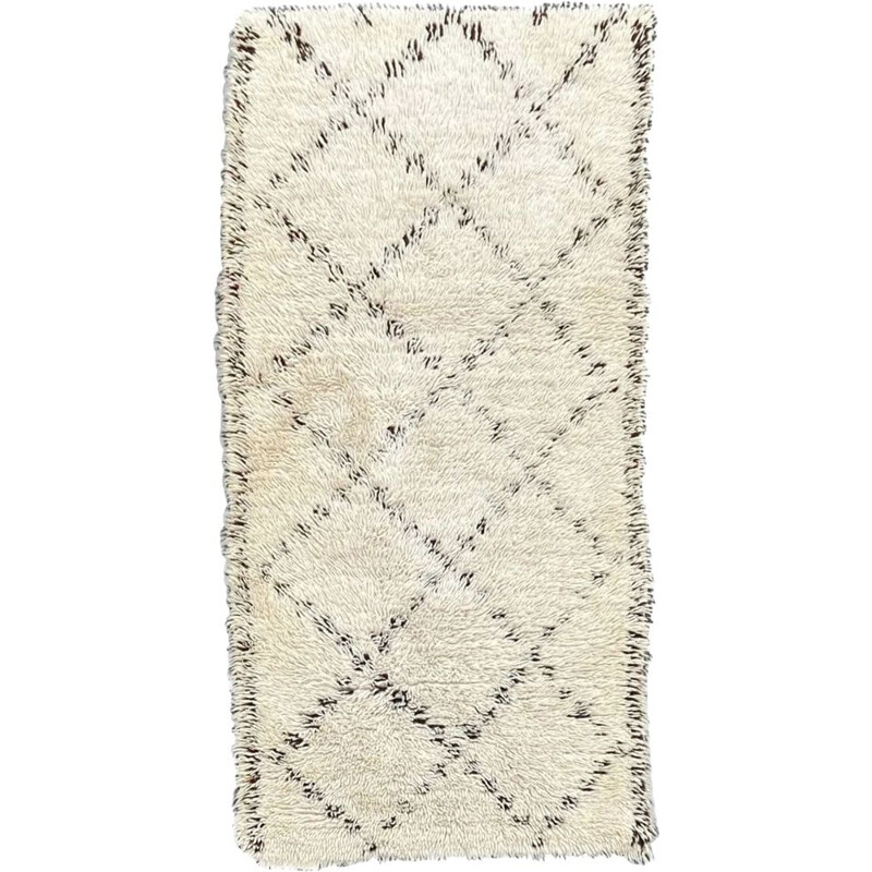 Vintage Berber Beni Ourain wool rug, Morocco 1990