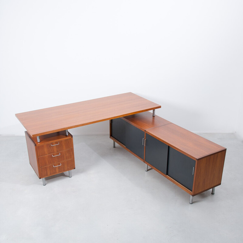 Pastoe L-shaped desk in teak, Cees BRAAKMAN - 1950