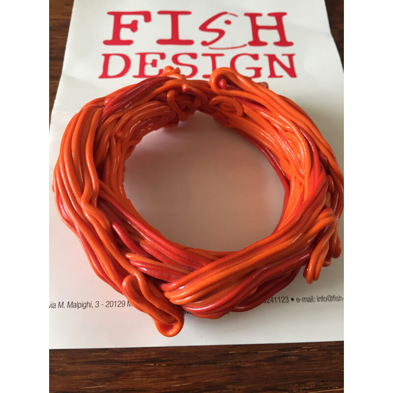 Vintage Spagetthi bracelet in coral orange by Gaetano Pesce, 2004