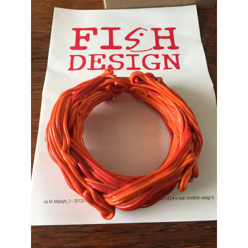 Vintage Spagetthi bracelet in coral orange by Gaetano Pesce, 2004