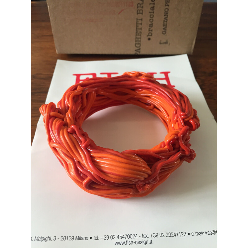Vintage Spagetthi bracelet in coral orange by Gaetano Pesce, 2004