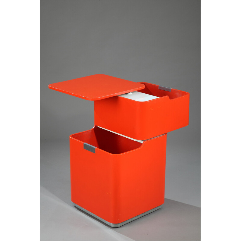 Small bar cabinet in orange lacquered wood - 1960s