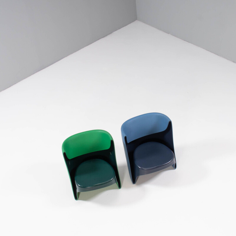 Pair of by vintage Nino Rota blue & green armchairs by Ron Arad for Cappellini, 2002