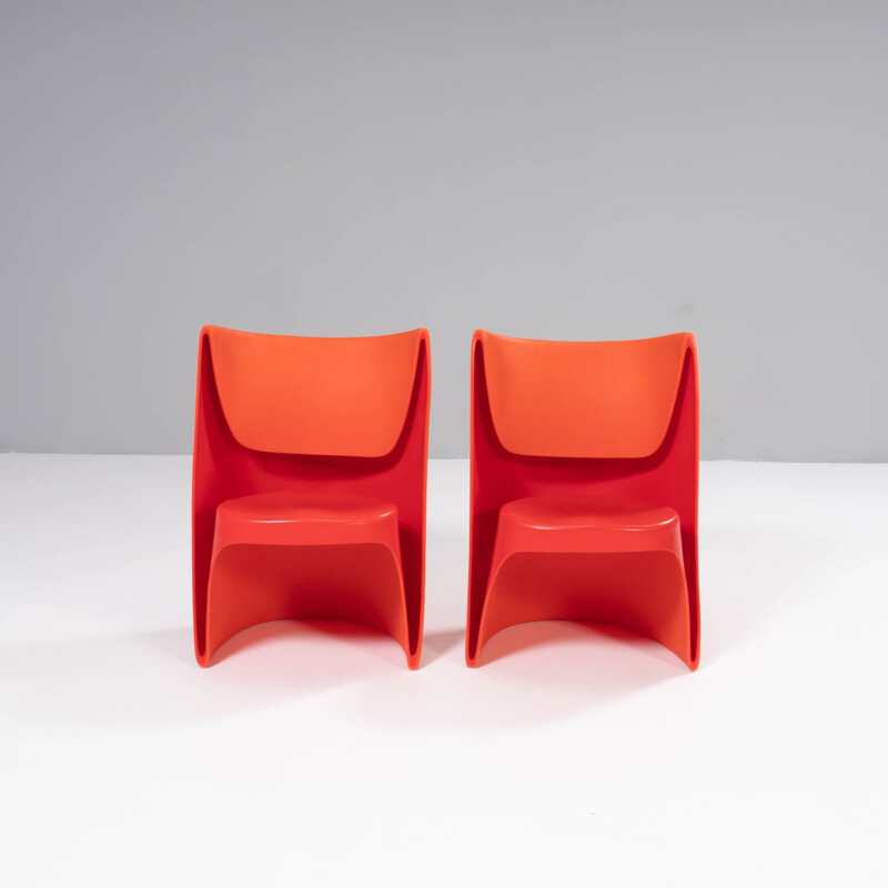 Paar vintage Nona Rota oranje fauteuils van Ron Arad voor Cappellini, 2002