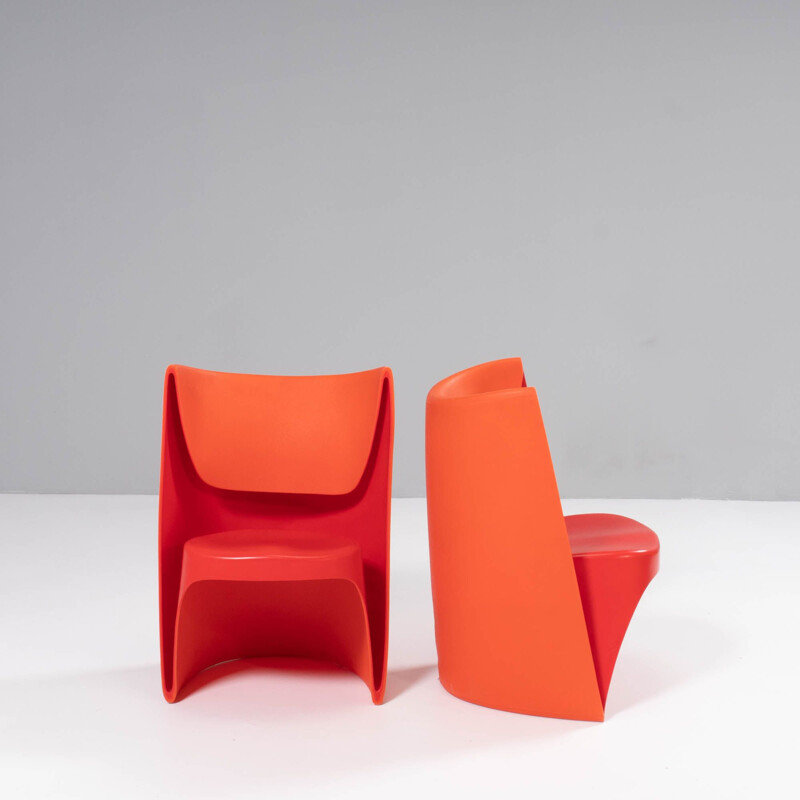 Paar vintage Nona Rota oranje fauteuils van Ron Arad voor Cappellini, 2002