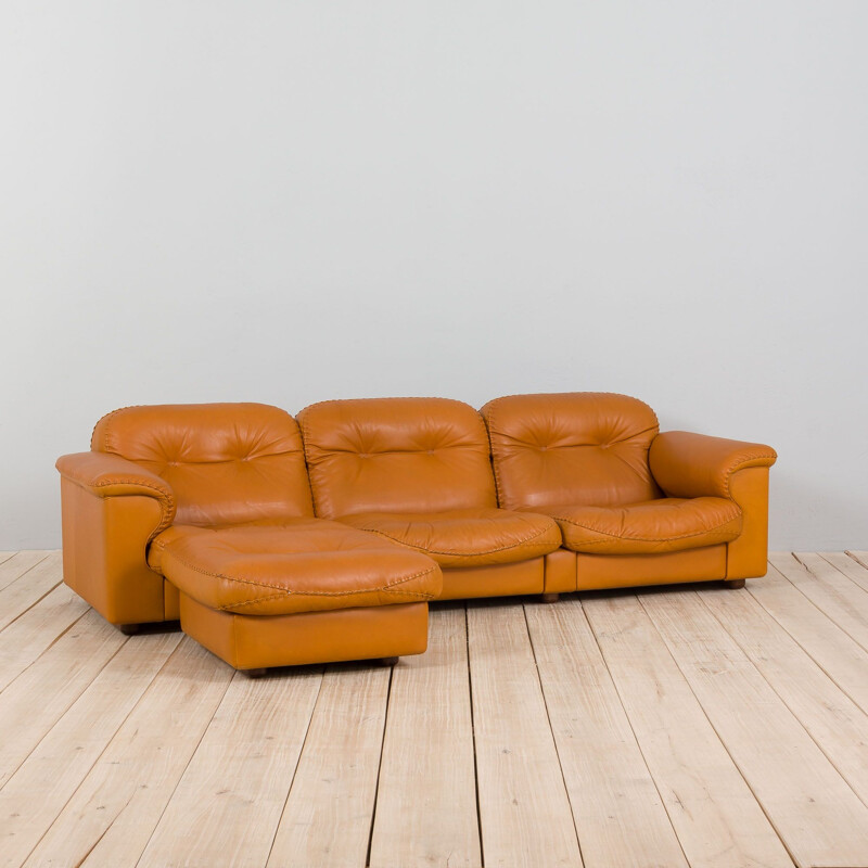 Vintage DS101 reclining sofa with ottoman by De Sede