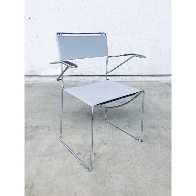 Ein Paar Vintage-Stühle aus verchromtem Metall mit Armlehnen von Giandomenico Belotti für Alias, Italien 1980