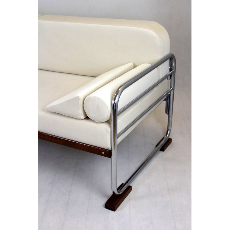 Mid century Bauhaus tubular steel chrome sofa by Hynek Gottwald, 1930s