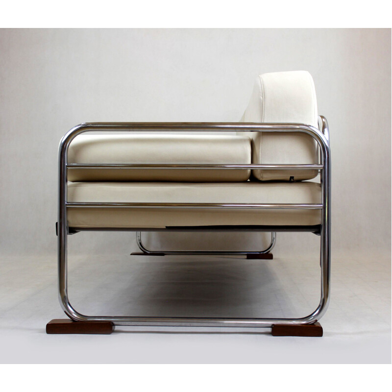 Mid century Bauhaus tubular steel chrome sofa by Hynek Gottwald, 1930s