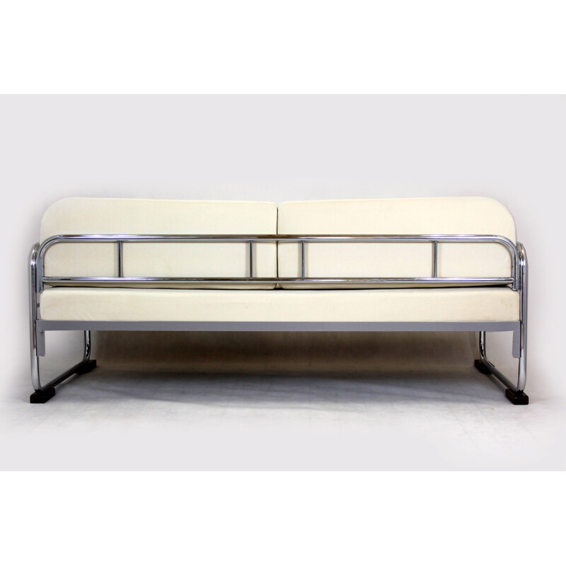 Mid century Bauhaus tubular steel chrome sofa by Hynek Gottwald, 1930s