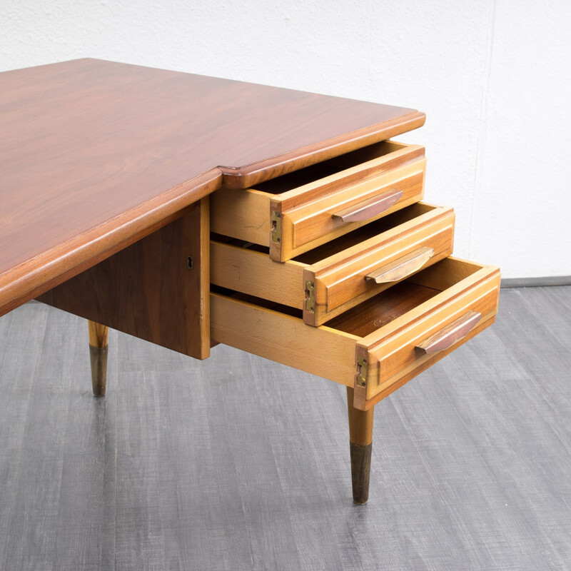 Desk in walnut - 50s