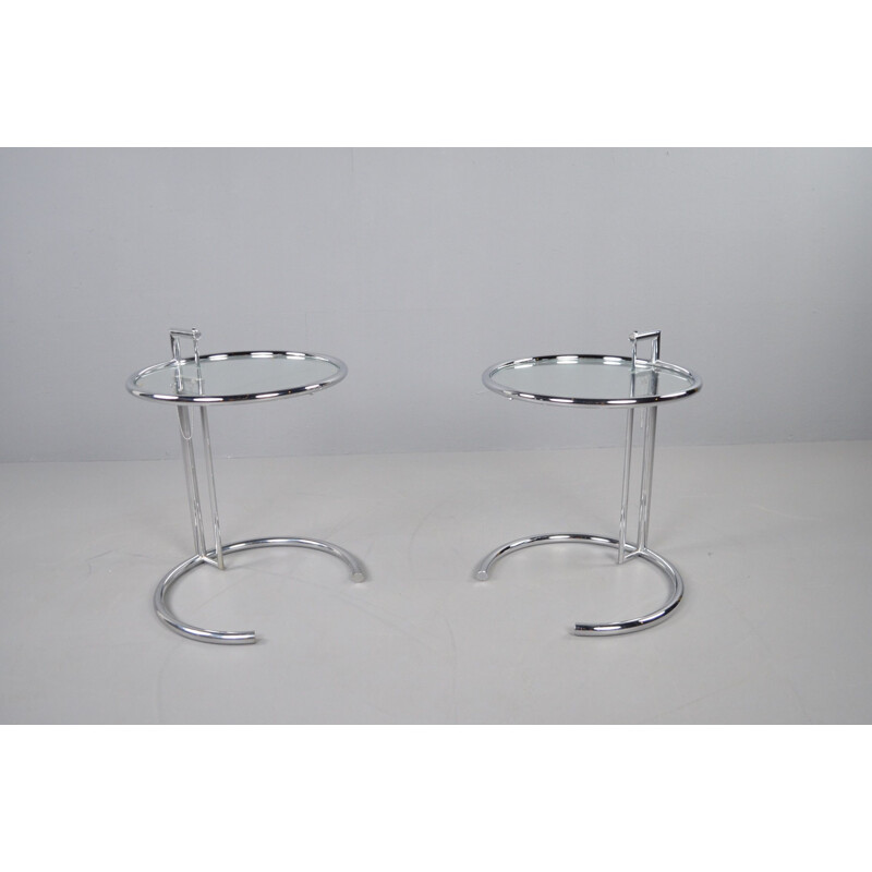 Pair of vintage E1027 adjustable side tables by Eileen Gray for Classicon