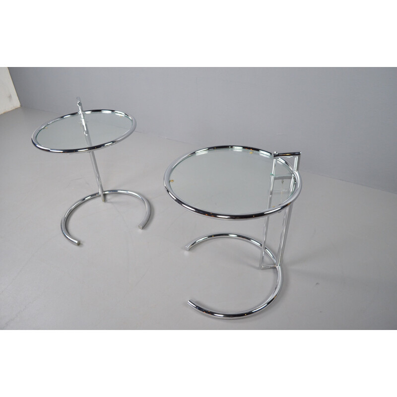 Pair of vintage E1027 adjustable side tables by Eileen Gray for Classicon