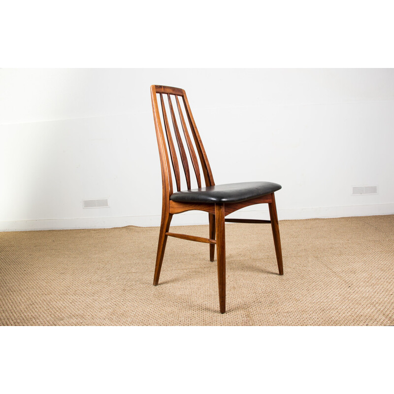 Set of 8 vintage chairs in rosewood and leather model Eva by Niels Koefoed, Denmark 1960