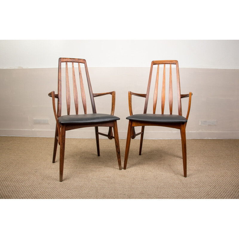 Pair of vintage rosewood "Eva" armchairs by Niels Koefoed for Koefoed Mobelfabrik, Denmark 1960