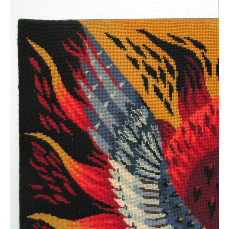 Vintage handmade "Night birds" rug, 1970