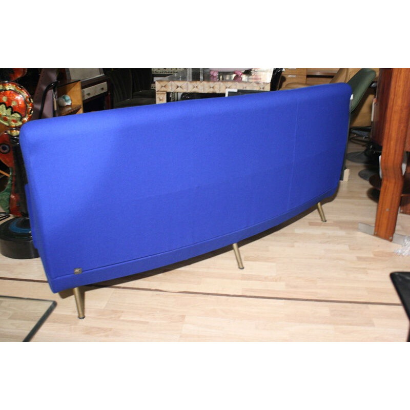 Arflex curved sofa in blue fabric, Marco ZANUSO - 1950s