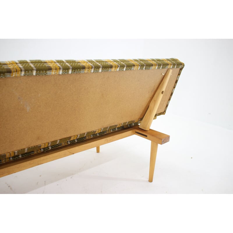 Vintage beechwood minimalist sofadaybed by Miroslav Navratil, Czechoslovakia 1960s