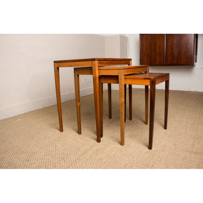 Vintage Danish nesting tables in rosewood by Johannes Andersen for CFC Silkeborg, 1962