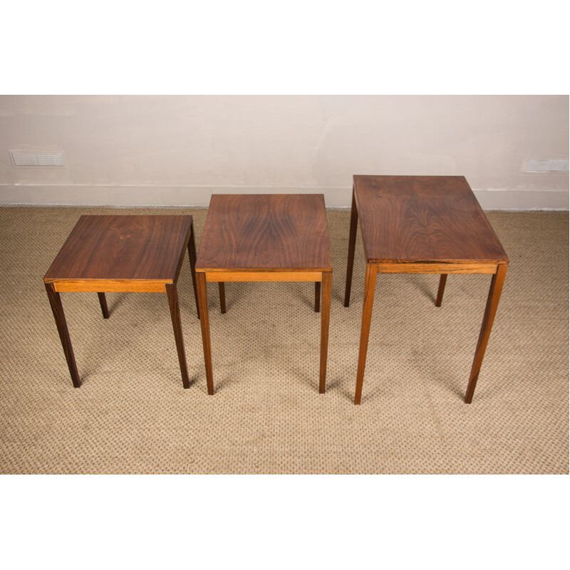 Vintage Danish nesting tables in rosewood by Johannes Andersen for CFC Silkeborg, 1962