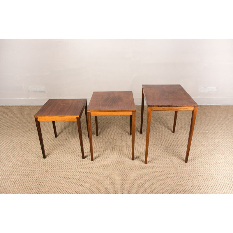 Vintage Danish nesting tables in rosewood by Johannes Andersen for CFC Silkeborg, 1962