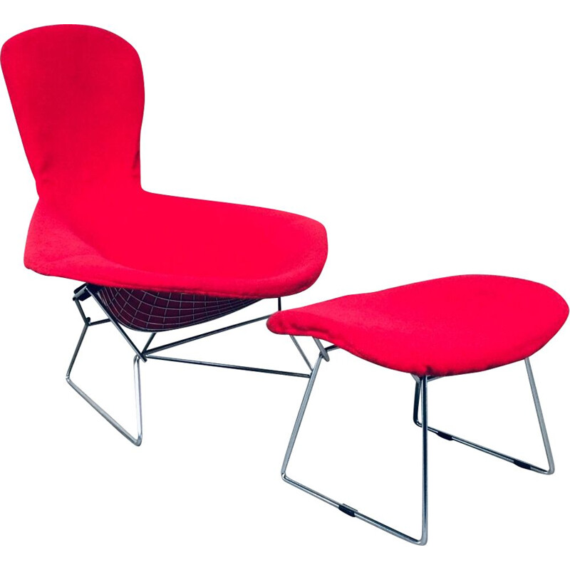 Mid century lounge chair & ottoman by Harry Bertoia for Knoll, 1970s