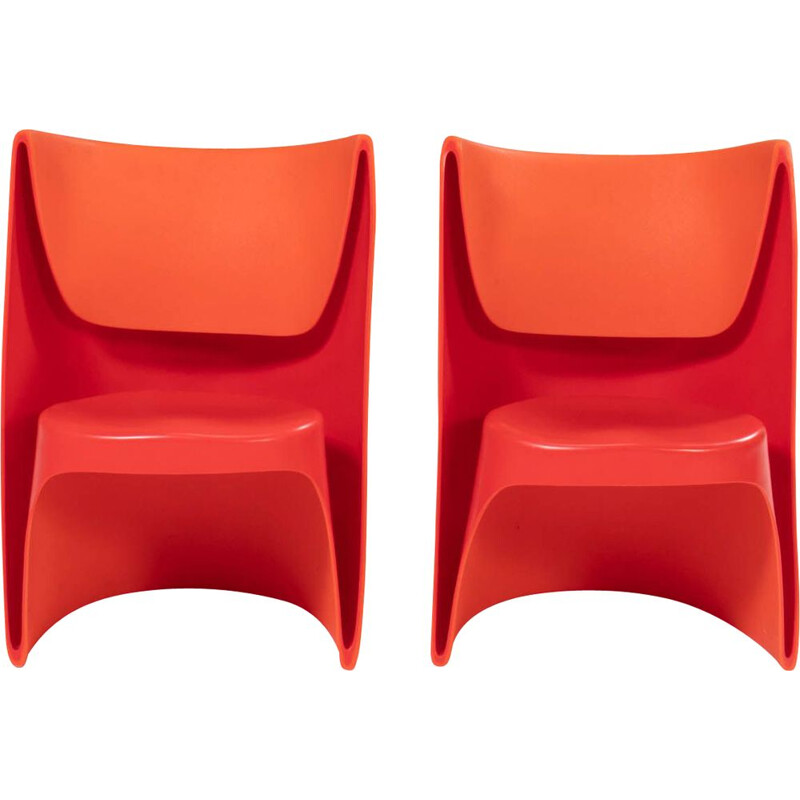 Pair of vintage Nona Rota orange armchairs by Ron Arad for Cappellini, 2002