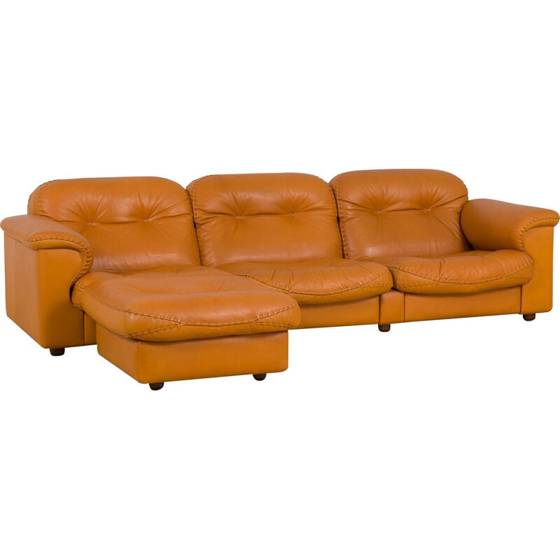 Vintage DS101 reclining sofa with ottoman by De Sede