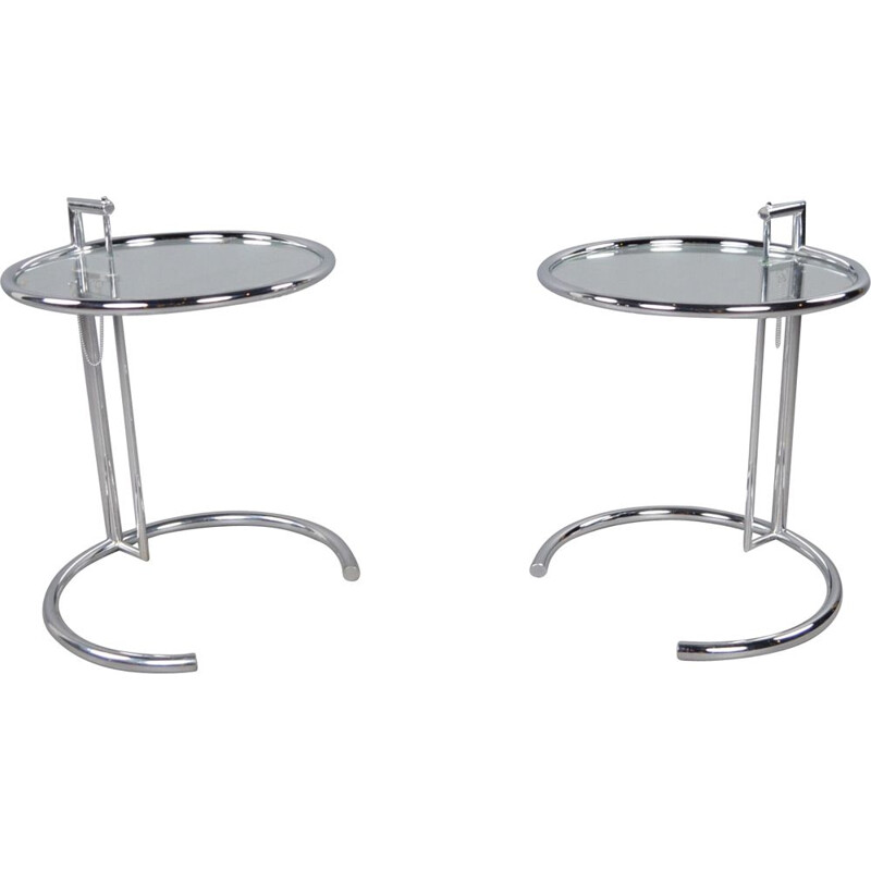 Pair of vintage E1027 adjustable side tables by Eileen Gray for Classicon