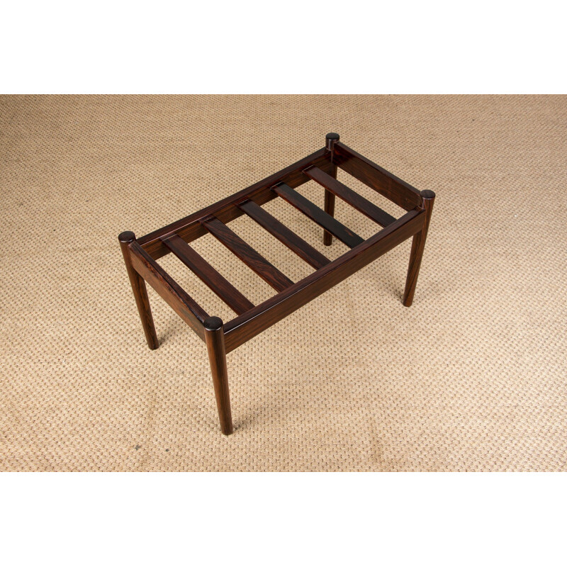 Small vintage bench in rosewood and fabric by Hugo Frandsen for Spottrup, Denmark 1960