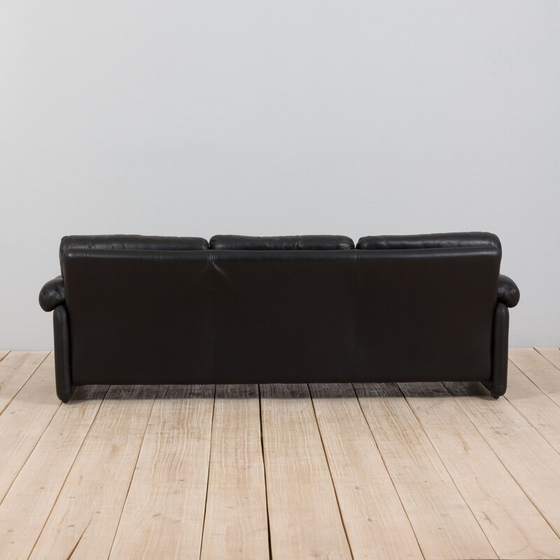 Vintage Coronado 3 seater sofa in black leather by Tobia Scarpa for B&B Italia, 1970