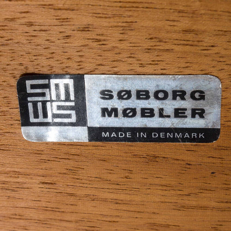 Mesa de teca Vintage modelo 1301 por Børge Mogensen para Søborg Møbelfabrik, Dinamarca 1950