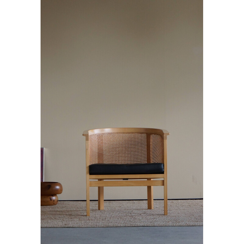 Vintage-Sessel aus Rohr und Leder von Rud Thygesen
