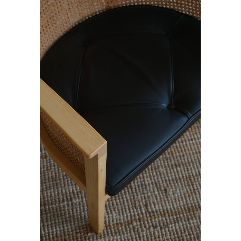 Vintage-Sessel aus Rohr und Leder von Rud Thygesen