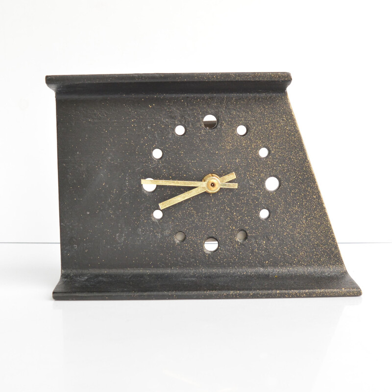 Vintage metal mantel clock by Junghans, Germany 1970s