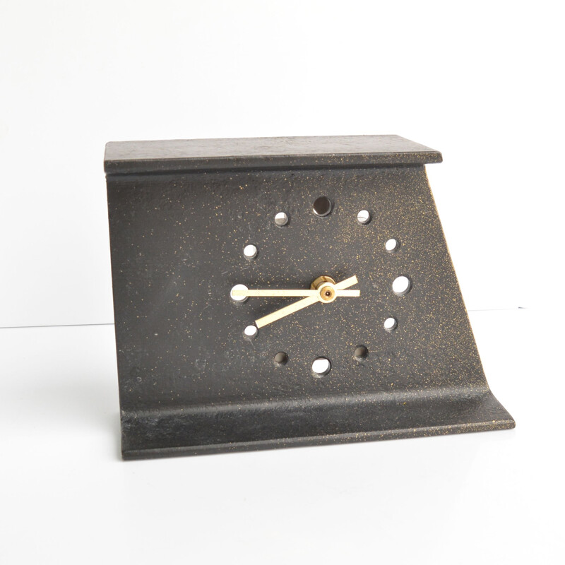 Horloge de cheminée vintage en métal par Junghans, Allemagne 1970
