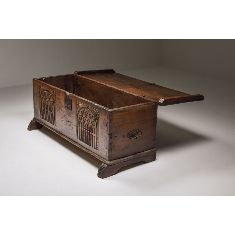 Vintage oakwood chest, France 1850s