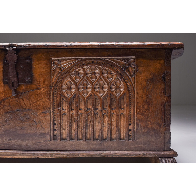Vintage oakwood chest, France 1850s
