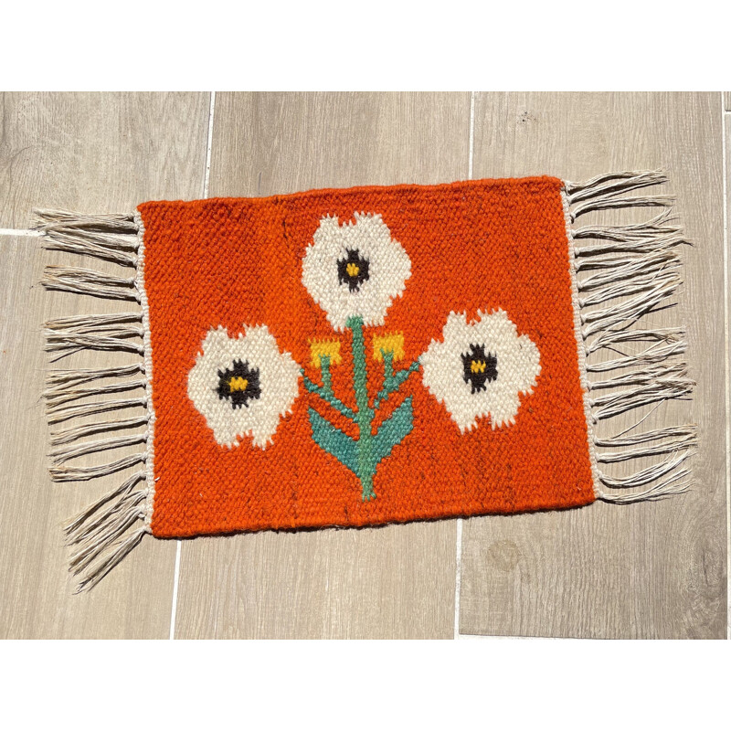 Vintage rolakan wool carpet with tulip design, 1970
